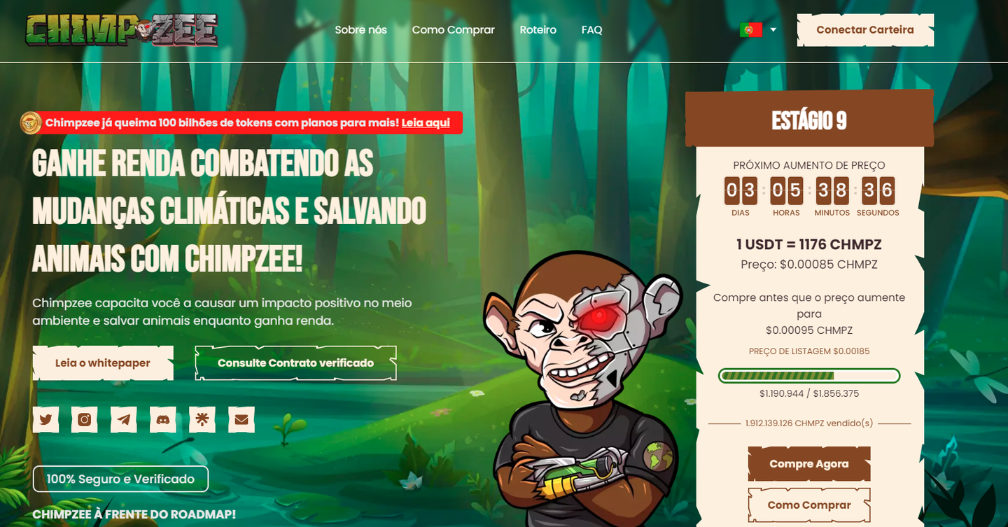 Chimpzee já queima 100 bilhões de tokens com planos para mais!