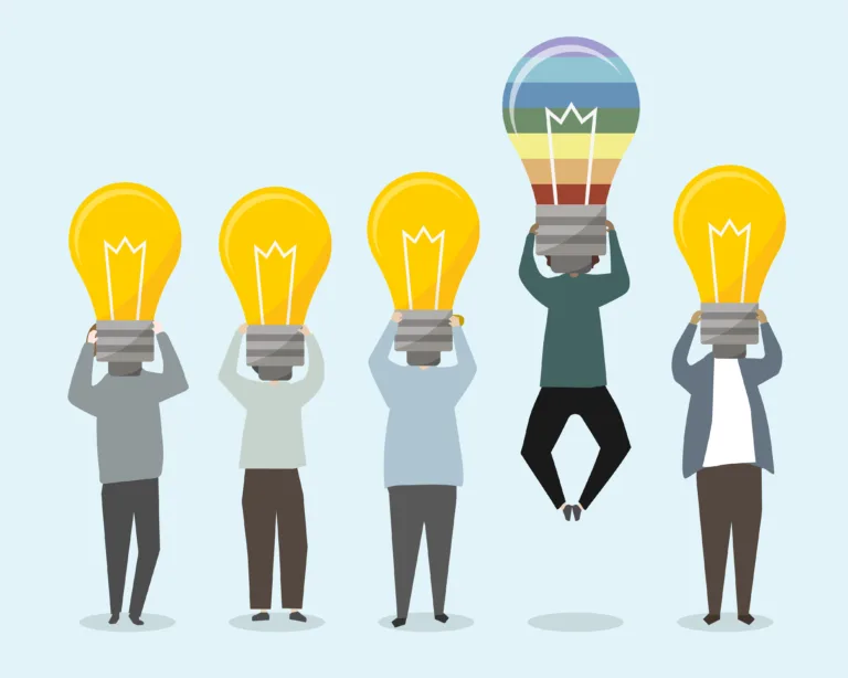 People with bright ideas illustration