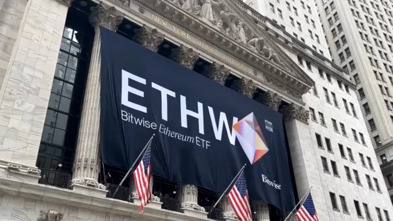 Bitwise promove ETF de Ethereum com banner na Bolsa de Valores de Nova York