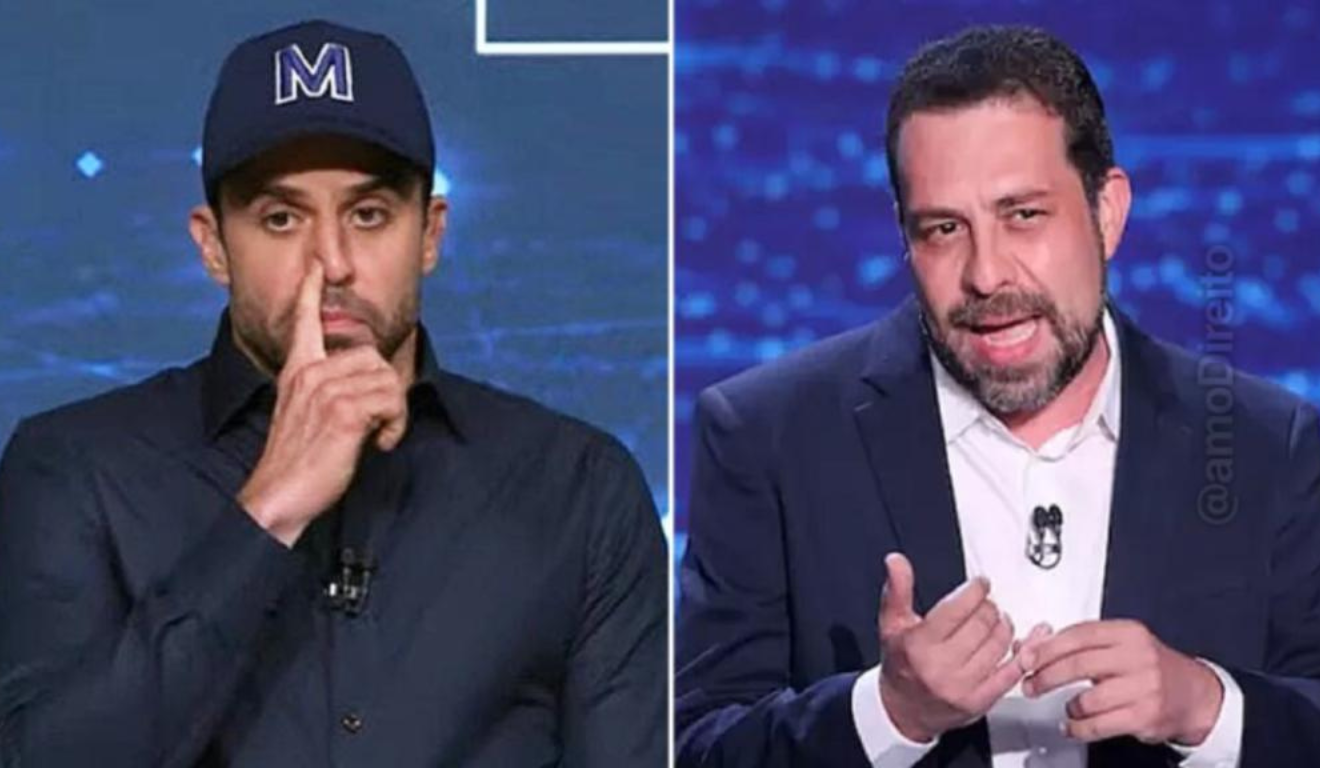 Pablo Marçal imita gesto polêmico no debate, insinuando uso de drogas por Guilherme Boulos, que nega.