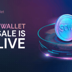 Imagem promocional da Cold Wallet com moeda digital $CWT e texto anunciando que a pré-venda está ativa.