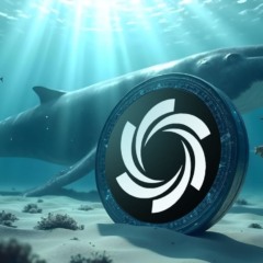 Moeda digital Ozak AI em destaque no fundo do mar com uma baleia ao fundo, representando crescimento e poder no mercado cripto.