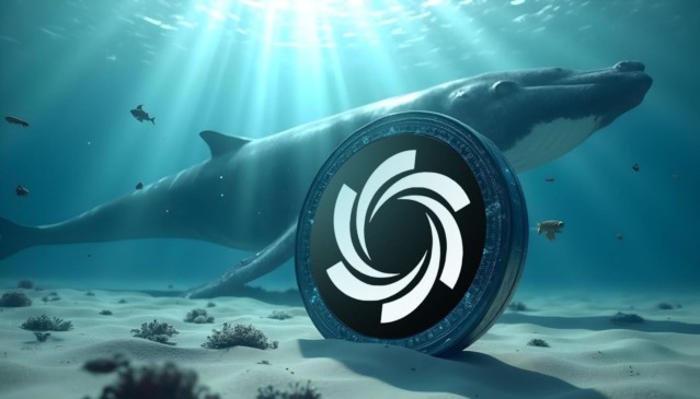 Moeda digital Ozak AI em destaque no fundo do mar com uma baleia ao fundo, representando crescimento e poder no mercado cripto.