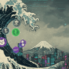 Ilustração de Bitcoin caindo enquanto Hyperliquid ganha destaque no mercado de criptomoedas
