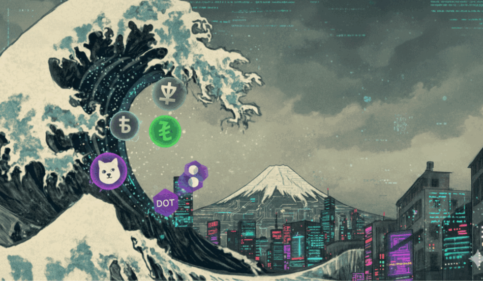 Ilustração de Bitcoin caindo enquanto Hyperliquid ganha destaque no mercado de criptomoedas