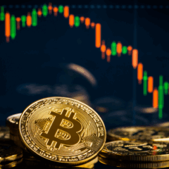 Gráfico de Bitcoin em queda acentuada, testando suporte na faixa dos US$ 112 mil