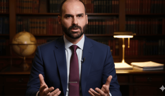 Eduardo Bolsonaro é denunciado pela PGR por coação no processo que condenou Jair Bolsonaro.
