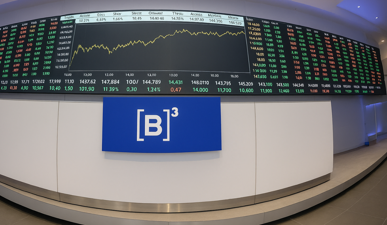 Ibovespa estável em 145.600 pontos na Bolsa de Valores brasileira após semana de recordes.