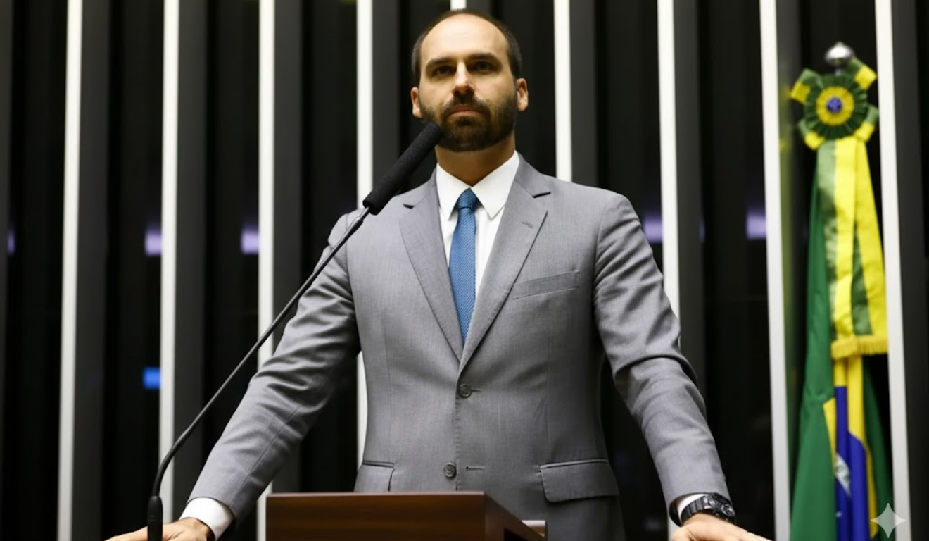 Eduardo Bolsonaro incluído no cadastro de devedores da União por faltas na Câmara.