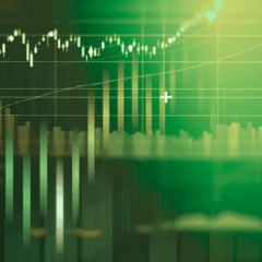 Gráfico em verde representa o Ibovespa oscilando após máxima histórica