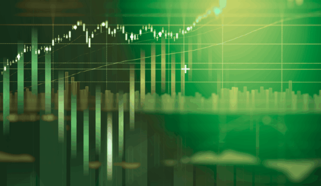 Gráfico em verde representa o Ibovespa oscilando após máxima histórica