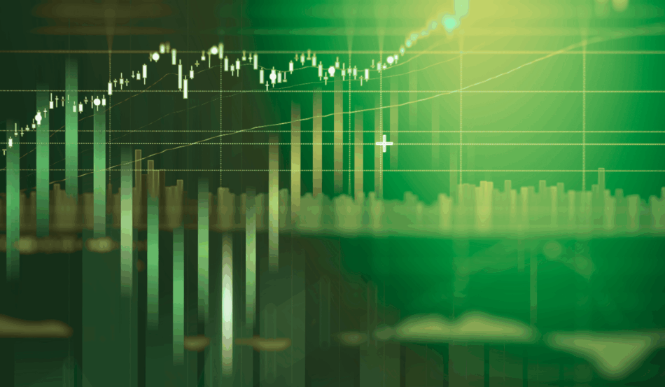 Gráfico em verde representa o Ibovespa oscilando após máxima histórica