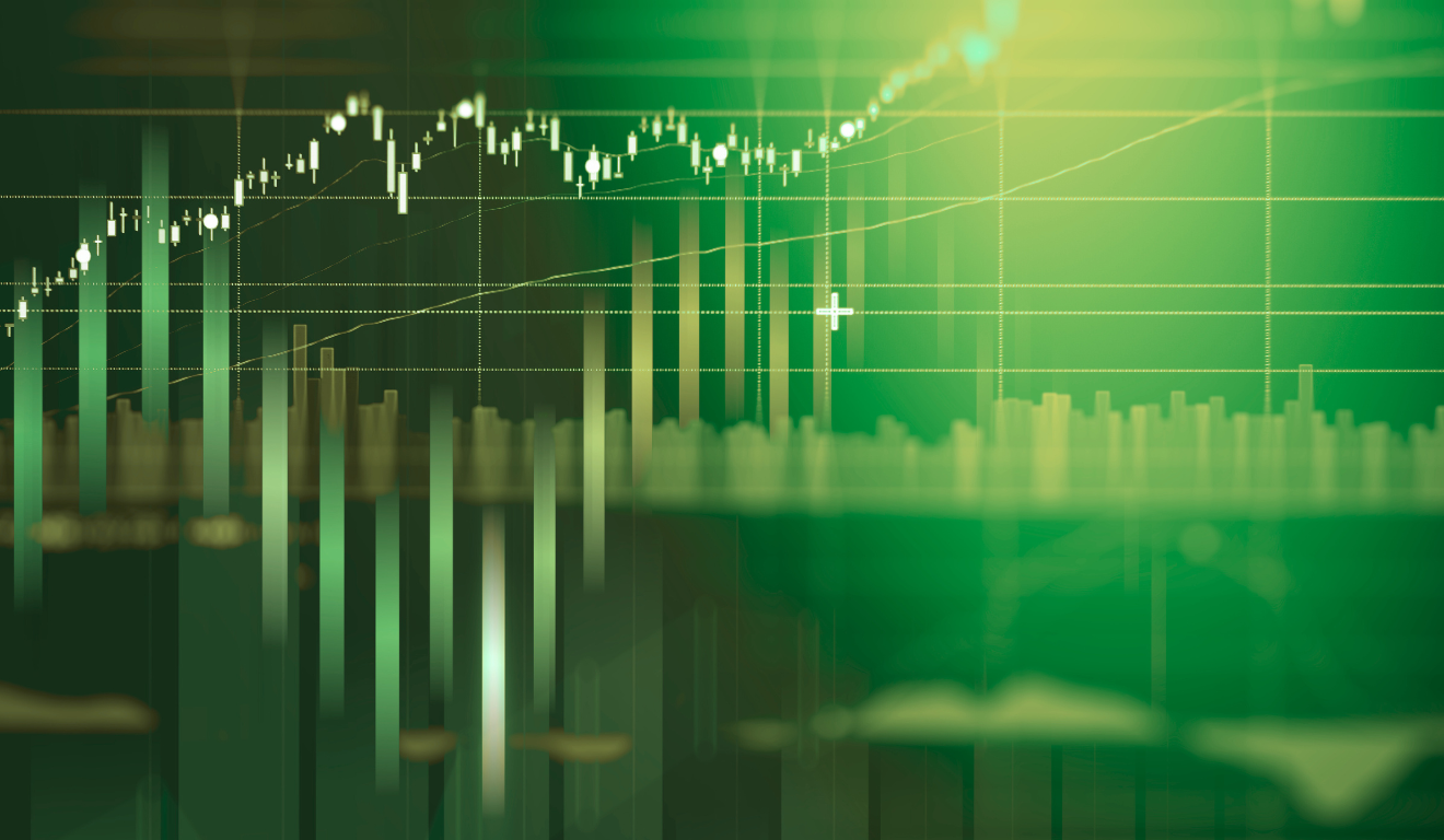 Gráfico em verde representa o Ibovespa oscilando após máxima histórica