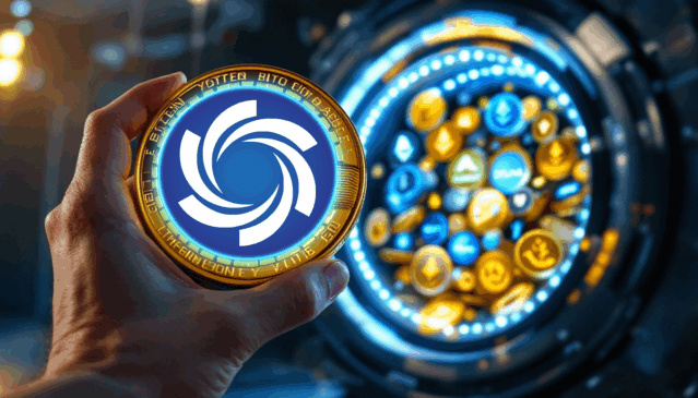 Moeda digital da Ozak AI representando a integração entre criptomoedas e inteligência artificial.