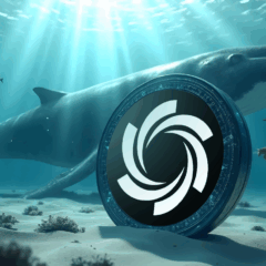 Moeda digital Ozak AI no fundo do mar simboliza o crescimento do token $OZ e o interesse de investidores após a pré-venda de US$ 4,26 milhões.