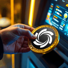 Imagem ilustrando a Ozak AI unindo inteligência artificial e blockchain em meio à queda do mercado cripto.