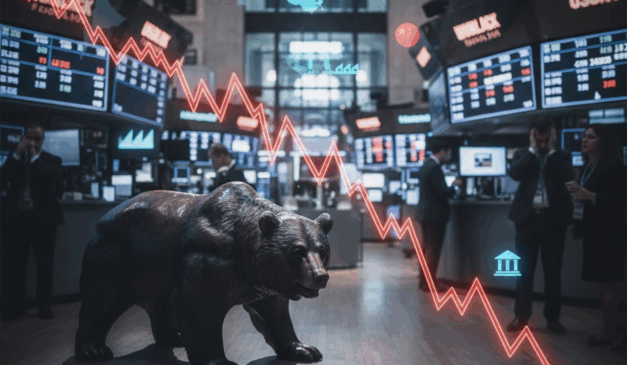 Painel de cotações em Wall Street com destaque para queda das ações de bancos regionais.