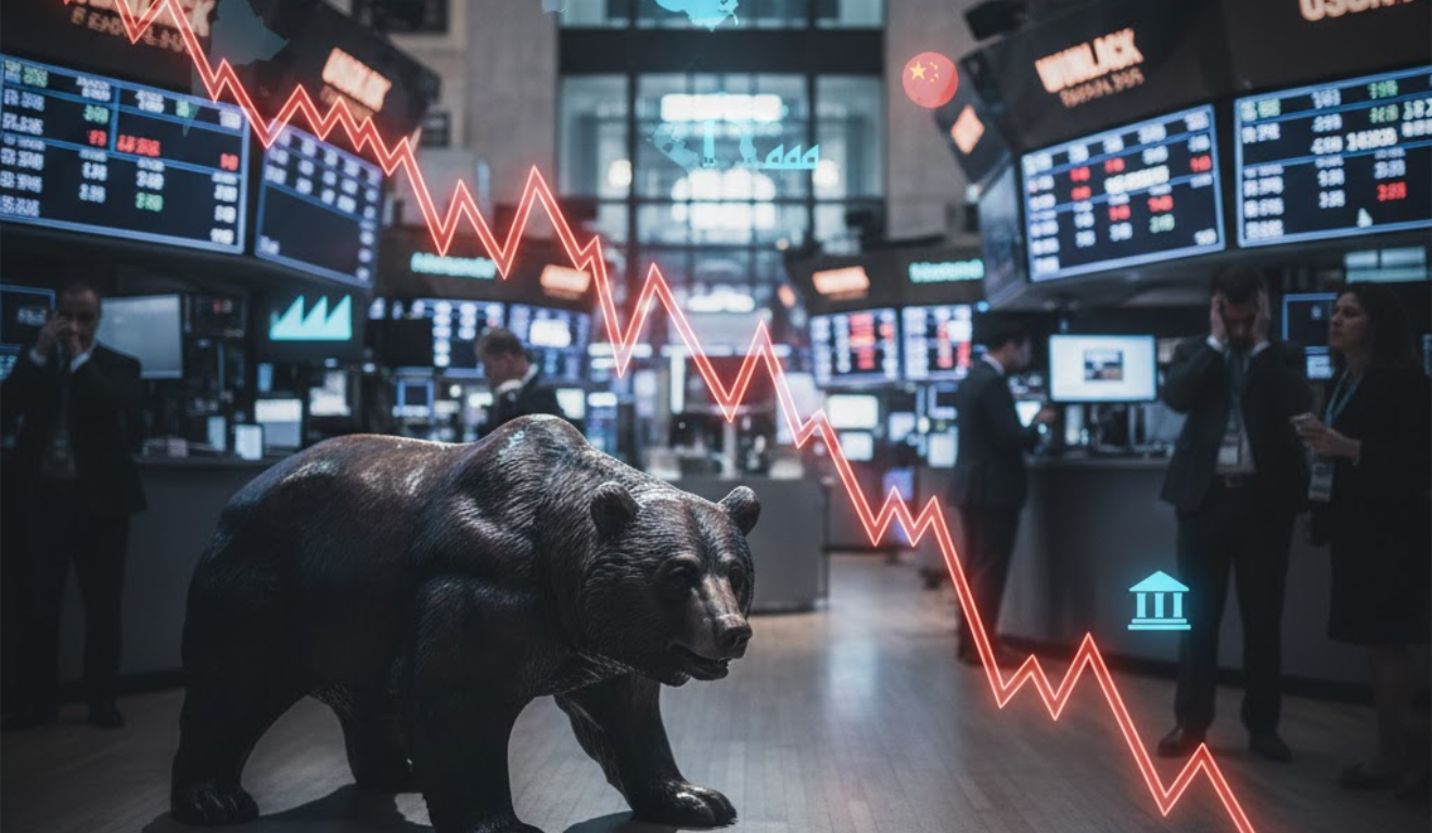 Painel de cotações em Wall Street com destaque para queda das ações de bancos regionais.