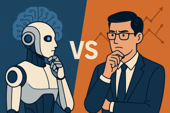 Robô de IA e analista humano se enfrentam simbolicamente em previsões divergentes para o mercado de criptomoedas em 2025