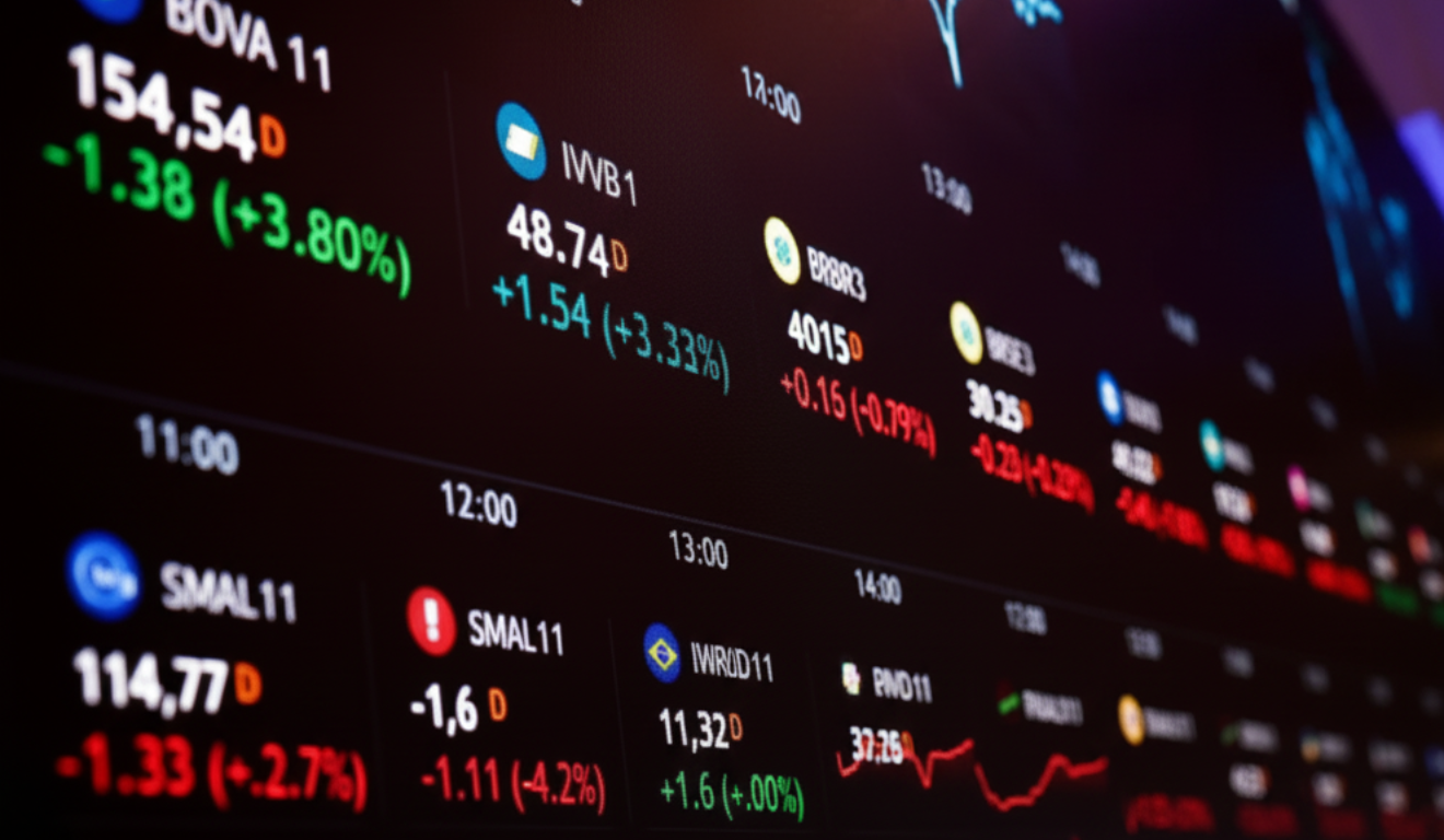 Painel de cotações na B3 em dia de recorde do Ibovespa, que superou 158 mil pontos. Painel de cotações na B3 em dia de recorde do Ibovespa, que superou 158 mil pontos.