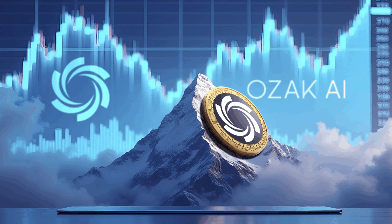 Token da Ozak AI em destaque com gráfico de alta e montanha ao fundo, simbolizando crescimento exponencial em 2025. Token da Ozak AI em destaque com gráfico de alta e montanha ao fundo, simbolizando crescimento exponencial em 2025.