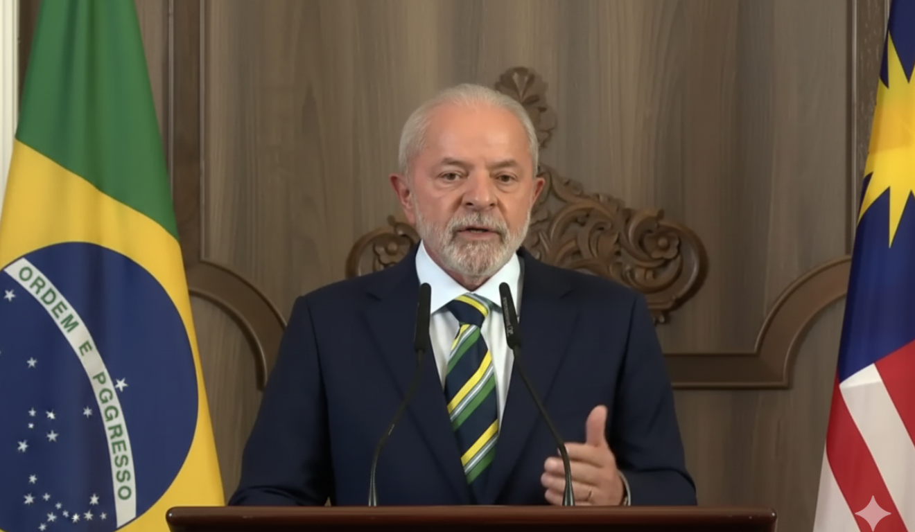 Presidente em pronunciamento; pesquisa Quaest aponta queda da vantagem eleitoral de Lula em 2026.