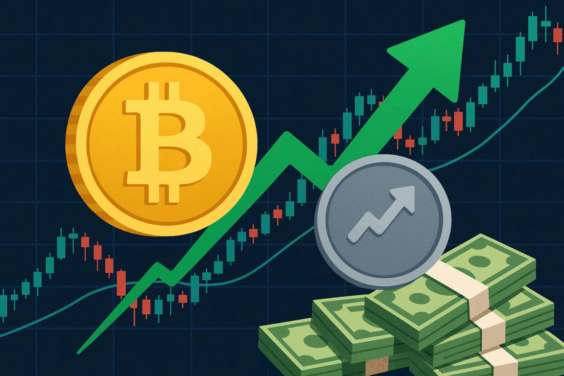Gráfico de alta do Bitcoin com setas verdes e ícones de criptomoedas, representando a recuperação do mercado e o avanço da pré-venda do Bitcoin Hyper Gráfico de alta do Bitcoin com setas verdes e ícones de criptomoedas, representando a recuperação do mercado e o avanço da pré-venda do Bitcoin Hyper