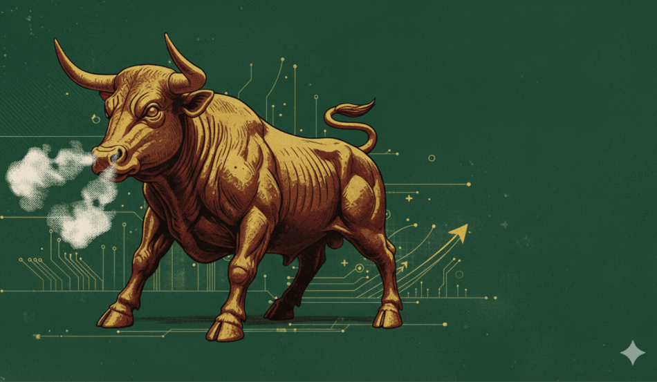 Ilustração de um touro representando o bull market e a estratégia com ETFs em 2026 para o investidor brasileiro