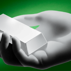 Barra de prata na m&atilde;o simbolizando ativos escassos e reserva de valor