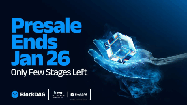 Imagem da pré-venda da BlockDAG com aviso de encerramento em 26 de janeiro