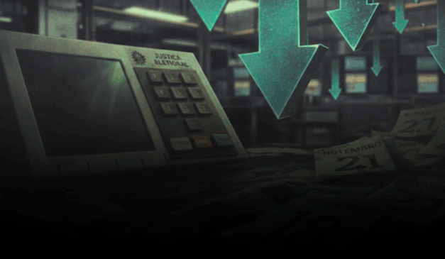 Setas apontando para baixo simbolizam queda dos juros e impacto no mercado financeiro