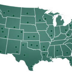 Mapa dos Estados Unidos com localiza&ccedil;&atilde;o das refinarias de petr&oacute;leo e destaque para a Costa do Golfo
