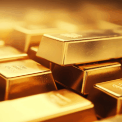 Barras de ouro simbolizando reserva de valor em um cen&aacute;rio econ&ocirc;mico global inst&aacute;vel