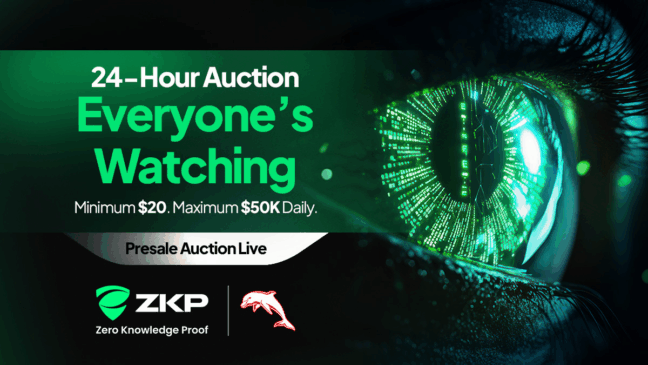 Imagem do leilão diário da ZKP com destaque para giveaway de US$ 5 milhões